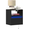 Image de vidaXL Tables de chevet murales avec lumières LED 2 pcs noir