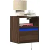 Image de vidaXL Table de chevet murale avec lumières LED chêne marron