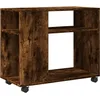 Image de vidaXL Table d'appoint avec Roues chêne fumé Bois d'ingénierie