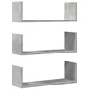 Image de vidaXL Étagères murales 3 pcs Gris béton 58x18x18 cm Bois d'ingénierie