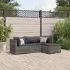 Image de vidaXL Salon de jardin 4 pcs avec coussins Gris Résine tressée