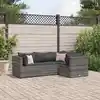 Image de vidaXL Salon de jardin 4 pcs avec coussins Gris Résine tressée