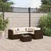 Image de vidaXL Salon de jardin 5 pcs avec coussins Marron Résine tressée