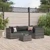 Image de vidaXL Salon de jardin 5 pcs avec coussins Gris Résine tressée