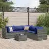 Image de vidaXL Salon de jardin 6 pcs avec coussins Gris Résine tressée