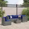 Image de vidaXL Salon de jardin 6 pcs avec coussins Gris Résine tressée