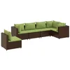 Image de vidaXL Salon de Jardin 6 pcs avec Coussins Marron Résine tressée