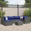 Image de vidaXL Salon de jardin 7 pcs avec coussins Gris Résine tressée