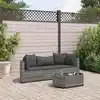 Image de vidaXL Salon de jardin 4 pcs avec coussins gris résine tressée