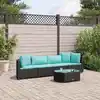 Image de vidaXL Salon de jardin 5 pcs avec coussins noir résine tressée