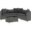 Image de vidaXL Salon de Jardin 6 pcs avec Coussins Gris résine tressée, Ensemble de canapés d'extérieur, canapé d'angle de Jardin, Salon de Jardin d'angle