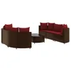 Image de vidaXL Salon de Jardin avec Coussins 7 pcs Marron résine tressée, Ensemble de canapés d'extérieur, canapé d'angle de Jardin, Salon de Jardin d'angle