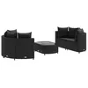 Image de vidaXL Salon de Jardin 5 pcs avec Coussins Noir résine tressée, Ensemble de canapés d'extérieur, canapé d'angle de Jardin, Salon de Jardin d'angle