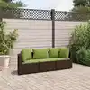 Image de vidaXL Salon de jardin avec coussins 3 pcs marron résine tressée