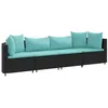Image de vidaXL Salon de Jardin 4 pcs avec Coussins Noir résine tressée, Ensemble de canapés d'extérieur, canapé d'angle de Jardin, Salon de Jardin d'angle