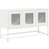Image de vidaXL Meuble TV Blanc 100,5x39x60,5 cm Acier laminé à Froid, Banc TV, Meuble HiFi, Centre de Divertissement, Buffet TV, Meuble multimédia, Console TV