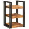Image de vidaXL Table de Chevet Marron et Noir Bois de Mangue Massif, Table de Nuit Rustique, Organisateur Compact, Support Lampe décoratif, Rangement Pratique pour Chambre