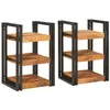 Image de vidaXL Table de Chevet 2 pcs Marron et Noir Bois de Mangue Massif, Table de Nuit Rustique, Organisateur Compact, Support Lampe décoratif, Rangement Pratique pour Chambre
