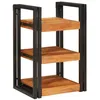 Image de vidaXL Table de Chevet Marron et Noir Bois Massif d'acacia, Table de Nuit Rustique, Organisateur Compact, Support Lampe décoratif, Rangement Pratique pour Chambre