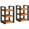 Image de vidaXL Table de Chevet 2 pcs Marron et Noir Bois Massif d'acacia, Table de Nuit Rustique, Organisateur Compact, Support Lampe décoratif, Rangement Pratique pour Chambre
