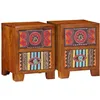 Image de vidaXL Table de Chevet 2 pcs 35x35x45 cm Bois d'acacia Massif, Armoire de Chevet, Armoire de lit, Table d'appoint pour Chambre à Coucher