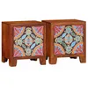 Image de vidaXL Table de Chevet 2 pcs 40x30x45 cm Bois d'acacia Massif, Armoire de Chevet, Armoire de lit, Table d'appoint pour Chambre à Coucher