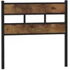 Image de vidaXL Tête de lit chêne fumé 107 cm Fer et Bois d'ingénierie, tête de lit pour lit Simple, tête de lit en métal, tête de lit Simple