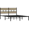 Image de vidaXL Cadre de lit en métal sans Matelas chêne Sonoma 140x190 cm