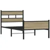 Image de vidaXL Cadre de lit sans Matelas chêne Sonoma 90x200 cm, lit Simple, Meuble de Chambre à Coucher, lit d'invité, lit, Cadre de lit en métal, sommier