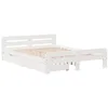 Image de vidaXL Cadre de lit sans Matelas Blanc 140x190 cm Bois de pin Massif, sommier, Cadre de lit Double, Cadre de lit en Bois Massif