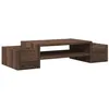 Image de vidaXL Support de moniteur et rangement chêne marron bois d'ingénierie, support de moniteur pour bureau, étagère de moniteur, support de moniteur d'ordinateur