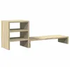 Image de vidaXL Support de moniteur et organisateur de bureau bois d'ingénierie, support de moniteur réglable, support pour écran d'ordinateur, support d'ordinateur