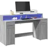 Image de vidaXL Bureau et lumières LED sonoma gris 160x55x91 cm bois ingénierie