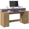 Image de vidaXL Bureau avec lumières LED chêne artisanal bois d'ingénierie