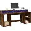 Image de vidaXL Bureau et lumières LED chêne fumé 200x55x91cm bois d'ingénierie