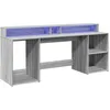 Image de vidaXL Bureau et lumières LED Sonoma Gris 200x55x91 cm Bois ingénierie, Bureau d'écriture, Bureau d'ordinateur, Bureau à Domicile, Bureau d'étude