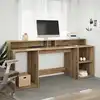 Image de vidaXL Bureau avec lumières LED chêne artisanal bois d'ingénierie