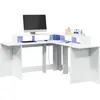 Image de vidaXL Bureau avec lumières LED blanc 152x152x91 cm bois d'ingénierie