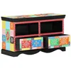 Image de vidaXL Meuble TV Multicolore 80 x 35 x 50 cm Bois de Mangue Massif, Meuble TV en Bois de Mangue, rectangulaire, pour Salon Moderne, Rangement Fonctionnel, Support Design élégant