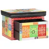 Image de vidaXL Cabinet de Chevet avec tiroir Multicolore 40 x 30 x 28 cm, Rangement bohème, Table de Chevet éclectique, Bois Mango coloré, unité de Rangement compacte