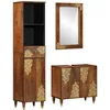 Image de vidaXL Ensemble de mobilier de Salle de Bain 3 pcs Marron Miel, Ensemble de Rangement pour Salle de Bain, Look Rustique rectangulaire, Meubles en Bois Beige, Miroir Pratique