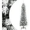 Image de vidaXL Sapin de Noël Artificiel Mince avec Neige floquée 210 cm PVC/PE, Arbre de Noël Artificiel, Arbre Artificiel, Ornement de Noël, Sapin de Noël