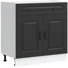 Image de Armoire de Cuisine Kalmar Noir Bois d'ingénierie, Meuble Bas d'évier, vidaXL