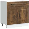 Image de vidaXL Armoire de Cuisine Kalmar Chêne Fumé, Meuble Bas d'Évier, Meuble Bas Cuisineavec Tiroir et Porte