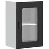 Image de vidaXL Armoire Murale de Cuisine avec Porte en Verre Kalmar Noir, Meuble Mural de Cuisine, armoires murales avec Portes, Armoire Murale de Cuisine avec Porte