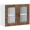 Image de vidaXL Armoire Murale de Cuisine avec Porte vitrée Kalmar Chêne fumé Bois d'ingénierie