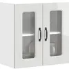 Image de vidaXL Armoire murale de cuisine avec porte vitrée "Kalmar" Bois d'ingénierie blanc brillant