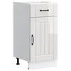 Image de vidaXL Armoire de Cuisine Lucca Blanc Brillant Bois ingénierie, Meuble d'évier, Meuble de Cuisine avec tiroir, Meuble de Cuisine à tiroir