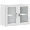 Image de vidaXL Armoire Murale de Cuisine avec Porte vitrée Lucca Bois d'ingénierie Blanc Brillant