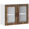 Image de vidaXL Armoire Murale de Cuisine avec Porte vitrée Lucca Chêne fumé Bois d'ingénierie